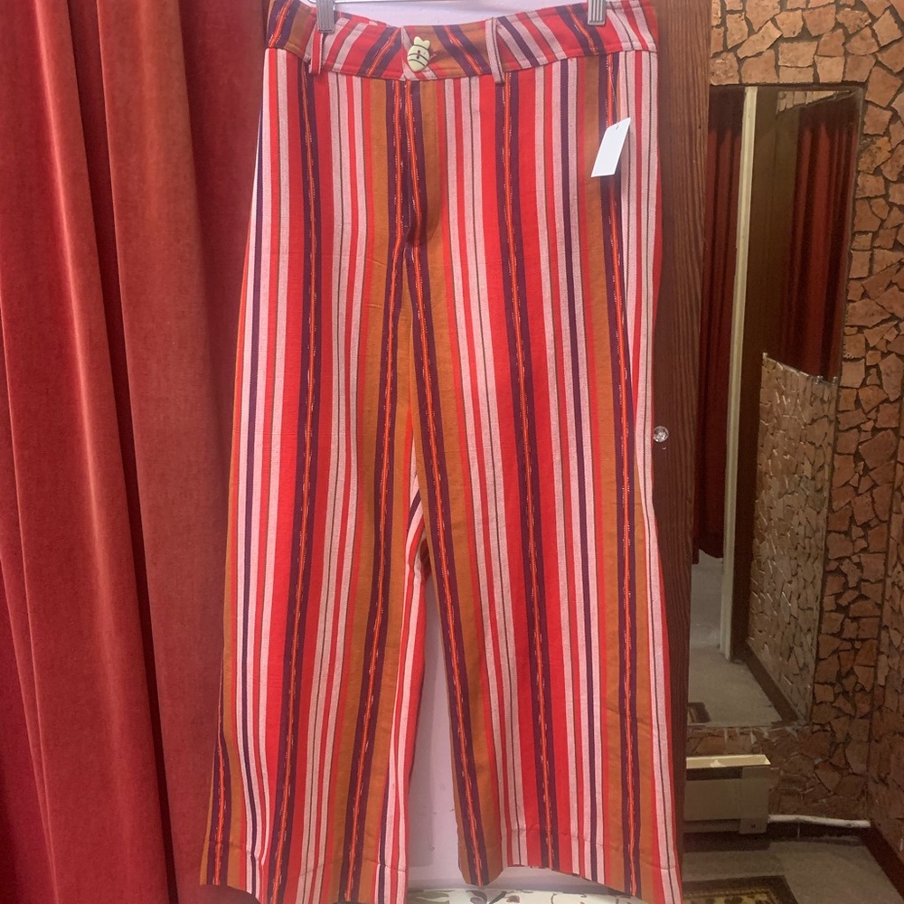 Alix Of Bohemia Red, Pink, Orange Striped Canyon Wide-Leg‎ Pants